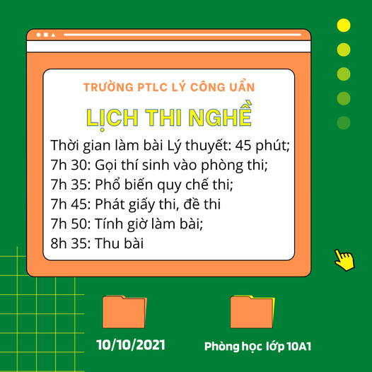KẾ HOẠCH THI NGHỀ PHỔ THÔNG NĂM 2021