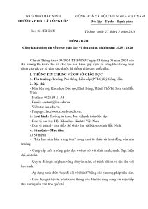 Công khai thông tin về cơ sở giáo dục và thu chi tài chính năm 2025 – 2026